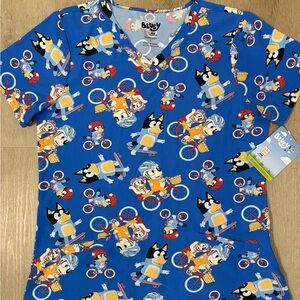 Bluey Character Print Scrub Top